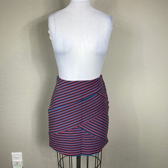 Thakoon Striped Bodycon Mini Skirt Rainbow Sz 10 - Picture 1 of 10
